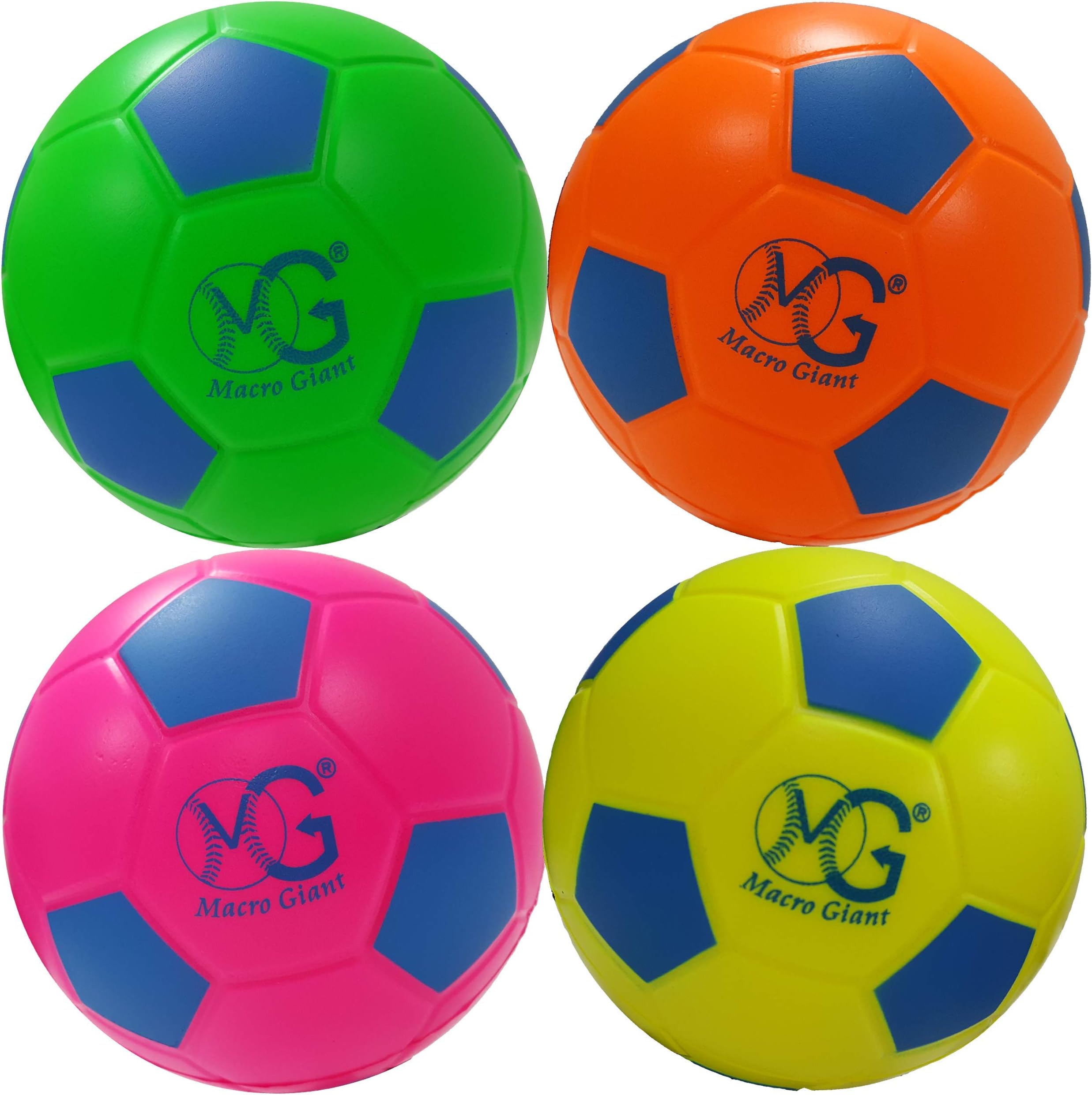 Macro Giant 6 inch (Diameter) Safe Soft Foam Soccer, Set of 4, Beginner, Training Practice, Kickball, Kids Toys
