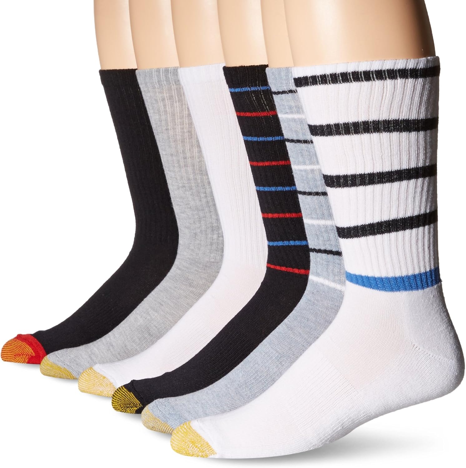 Gold Toe Men's Premier Fashion Sport Crew 6Pack, White