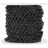 CleverDelights Bulk Rolo Chain - 1/8" Link - 25 Feet - Dark Black Color
