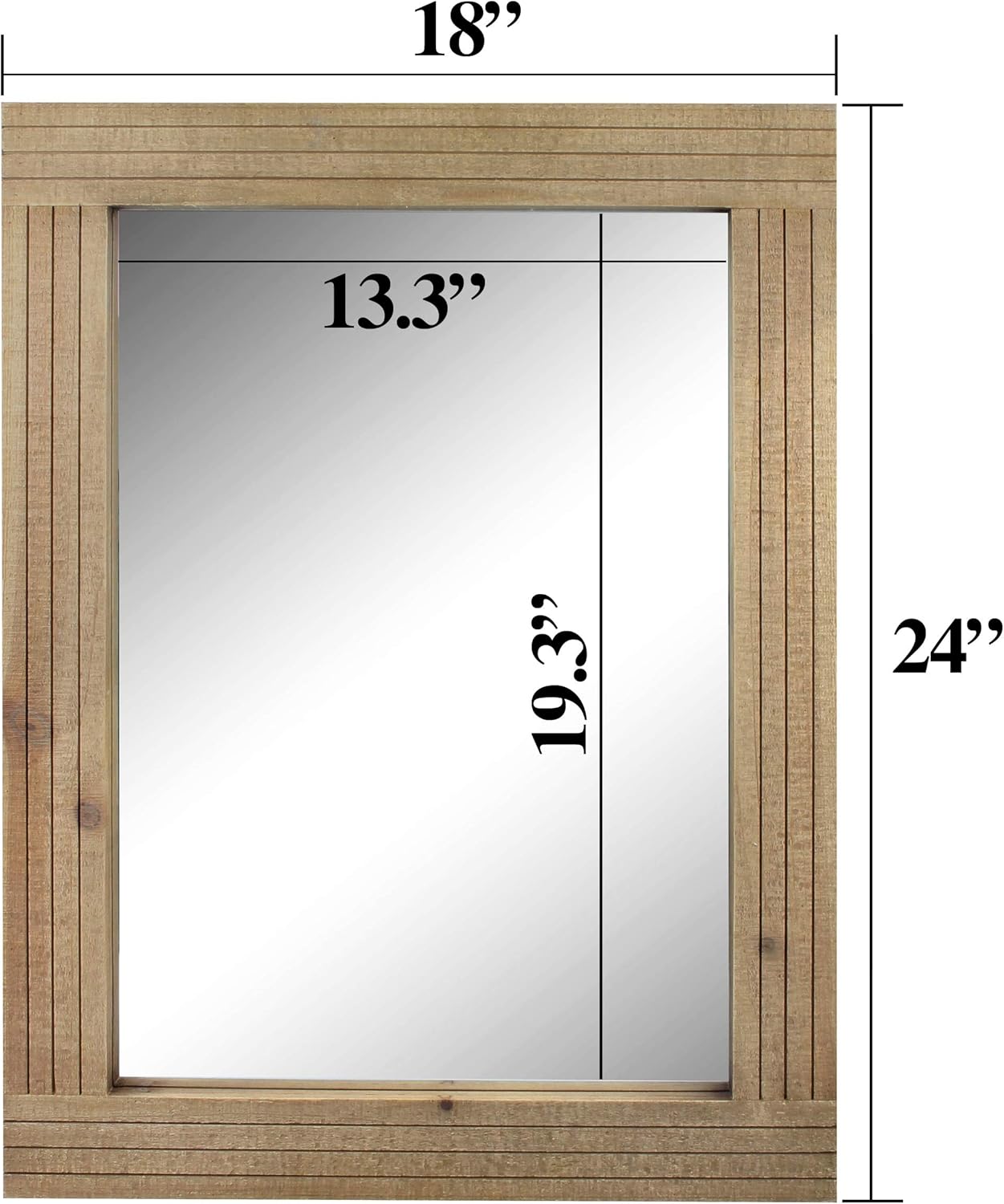 Stonebriar Rectangle Natural Wood Hanging Wall Mirror, Medium, Brown: Home & Kitchen