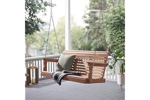 Psilvam Porch Swing, 2-Person Poly Lumber Outdoor Porch Swing, All-Weather Farmhouse Patio Swing That Never Rot and Fade, Suit for Garden, Porch and Park (51" D x 27" W x 23" H)