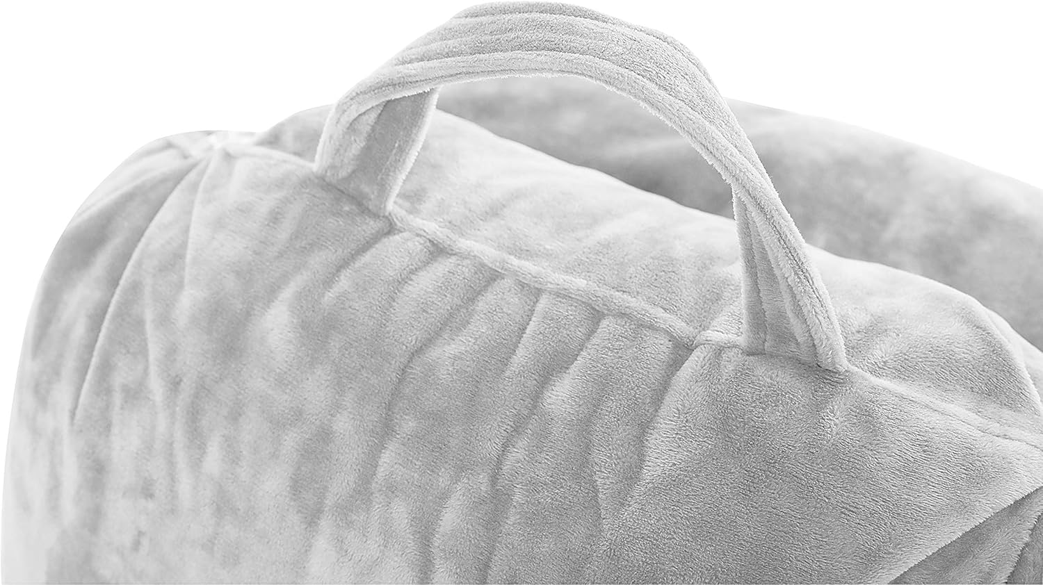 Husband Pillow - Light Grey, Big Backrest Reading Bed Rest Pillow with Arms, Plush Memory Foam Fill, Remove Neck Roll Off Bungee, Change Covers, Zipper On Shell of Bed Chair for Adjustable Loft: Home & Kitchen