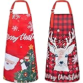 PASHOP 2 Pack Kids Christmas Apron Toddler Christmas Apron With Pockets for Kids Girls Boys Cooking Baking Painting
