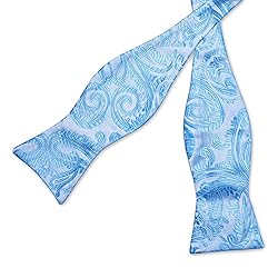 DiBanGu Sky Blue Bow Ties for Men Self Tie Bow Tie
