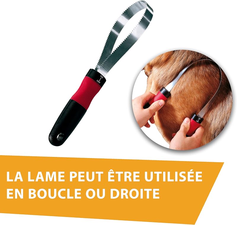 Peigne Etrille pour chiens GRO 5954, Lame à double dents, Idéal pour les animaux à poils courts, 28,5 x 6,5 x h 3,4 cm