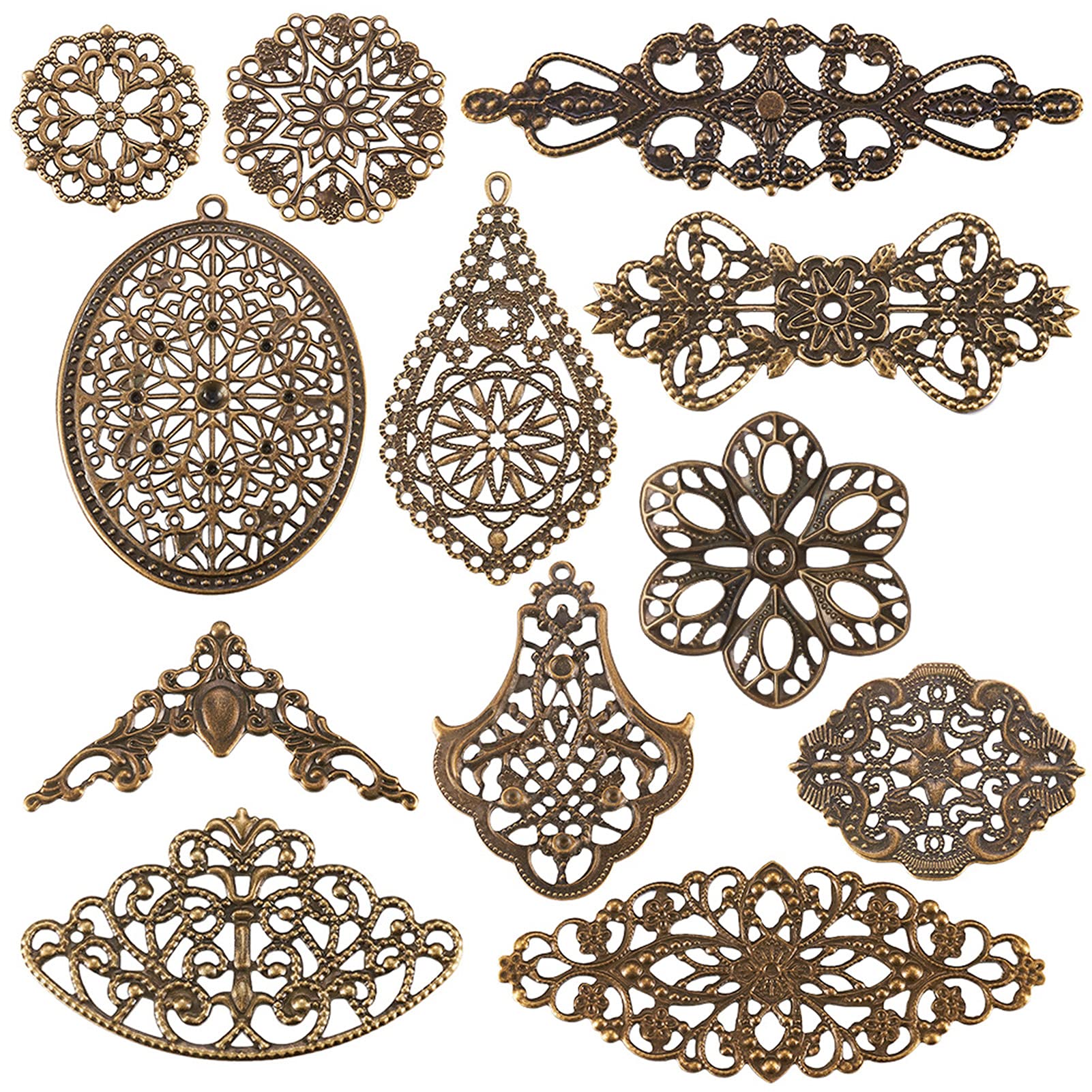 PandaHall - 120pcs Antique Bronze Filigree Connectors for Jewelry Making