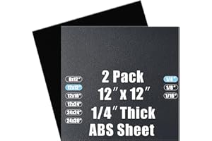 PINZIREN ABS Plastic Sheet 1/4 Inch Thick 12" x 12" (2-Pack),Two-Sided Heat Moldable Panel (Thermoplastic Textured Front & Smooth Back), Black Thermoform Board Great for DIY Projects, Decor, Handcrafts