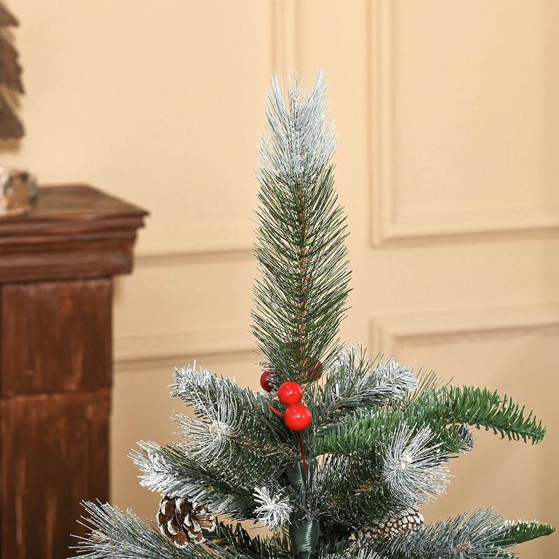 Árvore de Natal artificial 150 cm com 440 ramos, 39 pinhas verdes