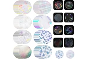 200pcs 2.76in/70mm Badge Films, 8 Styles Glitter Holographic Badge Protective Films Supplies for 2.25in/58mm Round Button Mak