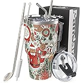 Pandaria 30 oz Tumbler Leak Proof Water Tumbler with Straw | Stainless Steel Vacuum Insulated Tumbler | Double Wall Coated Iced Cup Tumbler | Cupholder Friendly Travel Coffee Mug | Christmas Gift