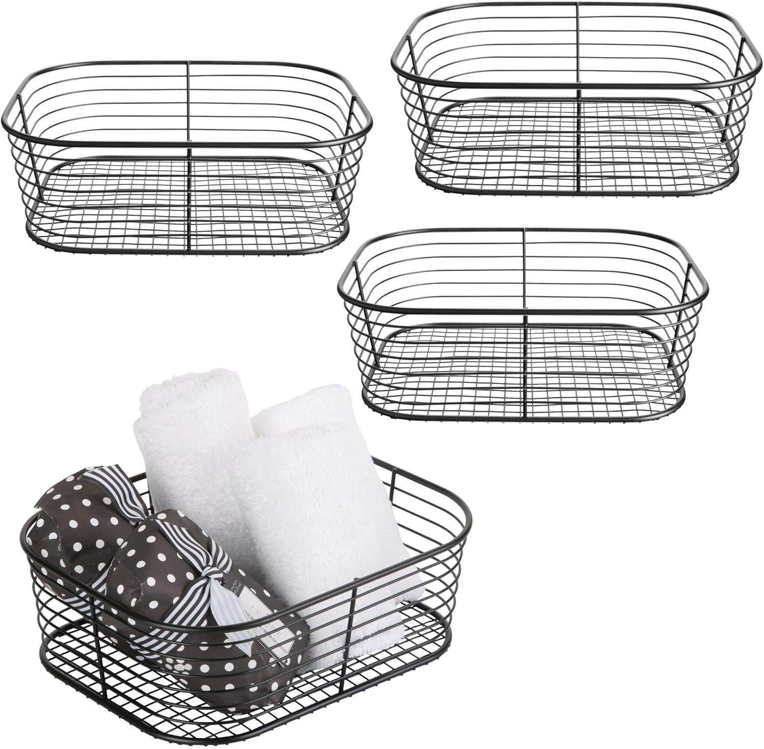 iDesign Vienna Vanity Cosmetics and Makeup Storage, Bathroom, Countertop, and Desk, Set of 4, Basket - Small, 4 Count