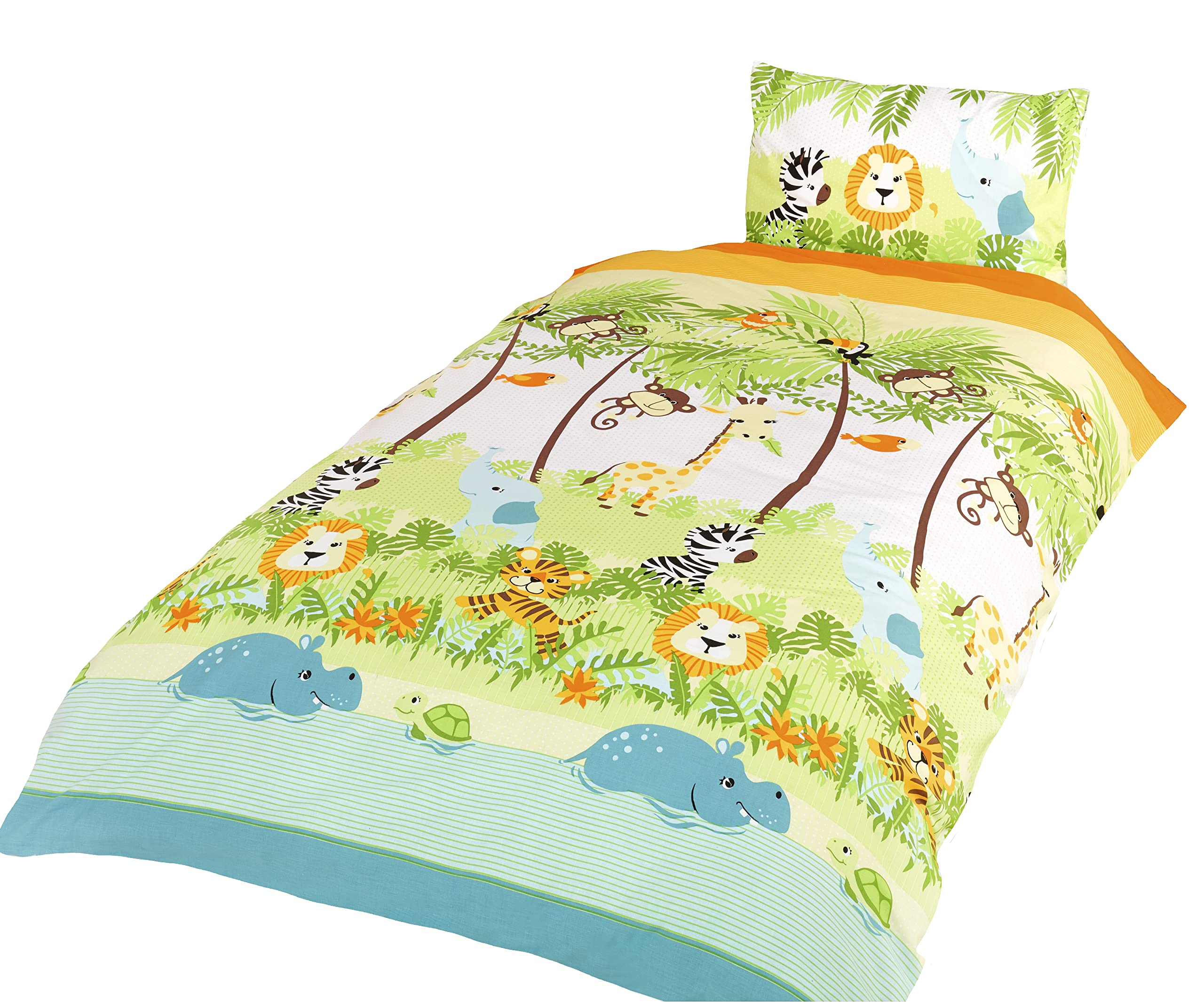 Rapport Home Children Jungle Duvet Cover Set Boys and Girls Jungle Boogie Bedding Set with one Pillowcase