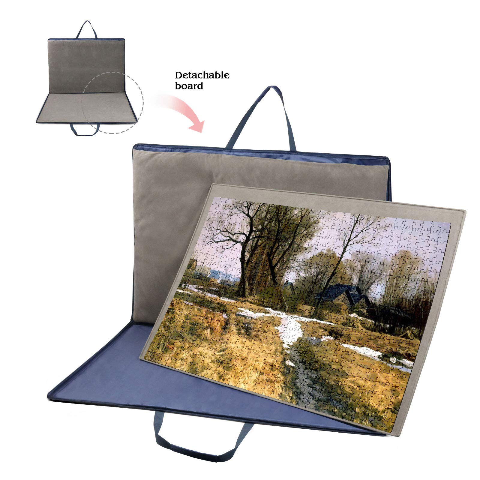 Lavievert 1500 Piece Jigsaw Puzzle Board with Padded Cover, Portable Case with 6 Sorting Trays & Detachable Board, Puzzle Caddy Storage Saver with Non-Slip Surface for Adults