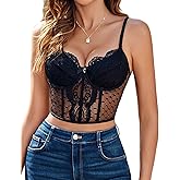 Avidlove Corset Tops for Women V Neck Bustier Lingerie Adjustable Strap Crop Top with Underwire