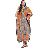 Oussum Women Plus Size Kaftans Kimono Polyester Dresses Loose Caftan Dress Ladies Evening Casual Long Maxi Lounge Beach Wear