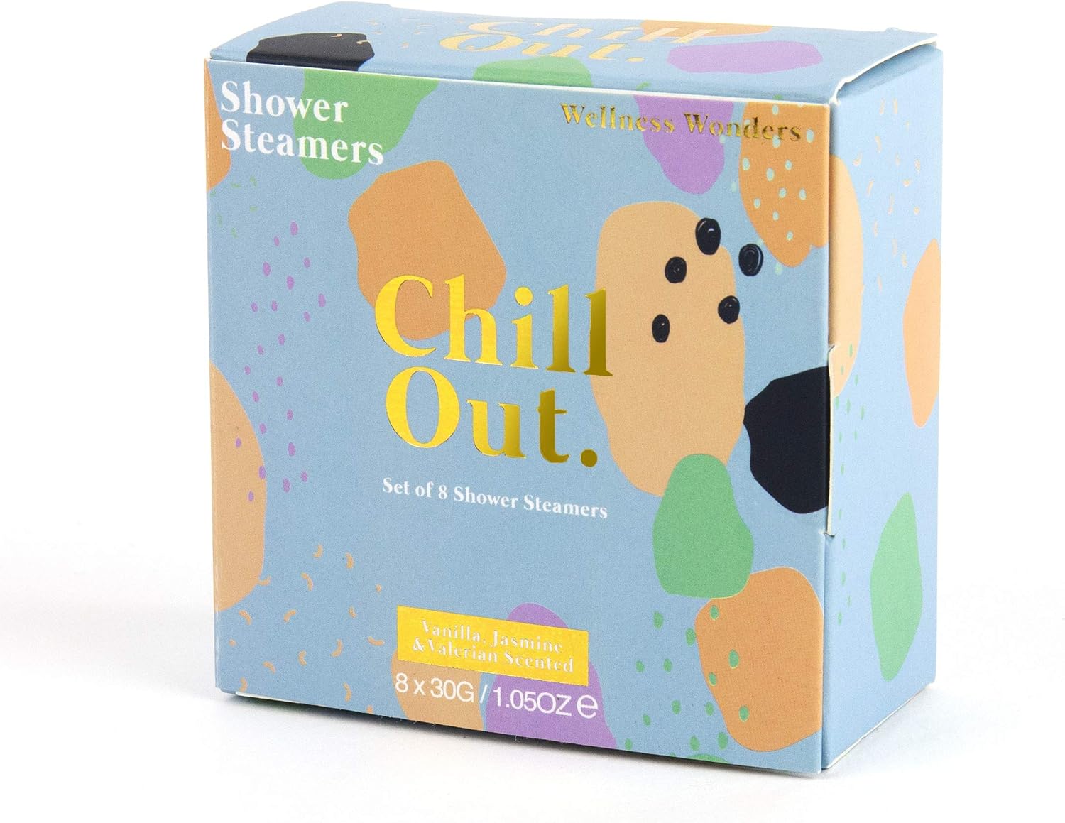 Chill Out Shower Steamers - Vanilla and Jasmine Scented Wellness Wonders - Pack of 8 Shower Bombs - Pampering Gift Idea