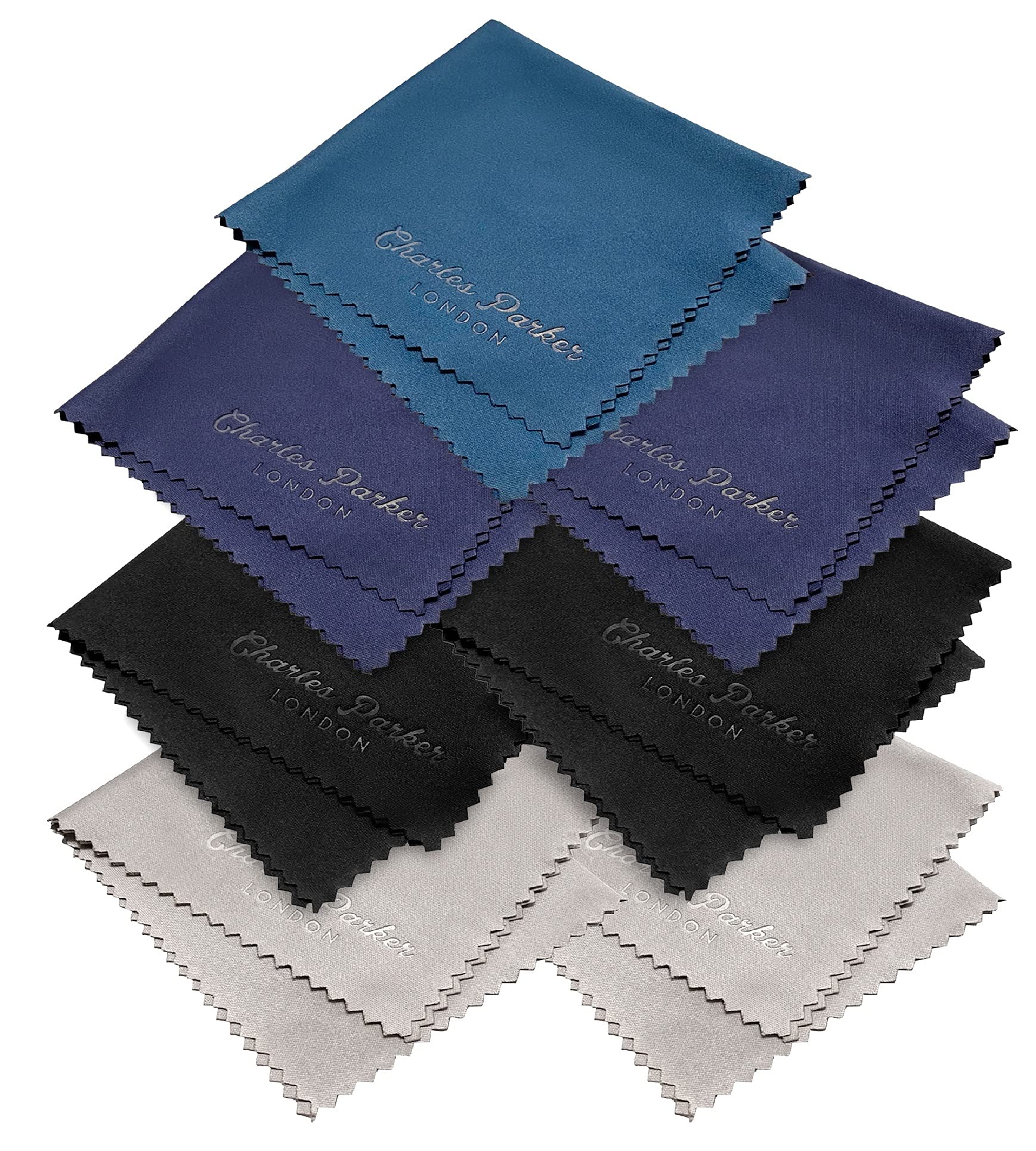 7 x Microfiber Cleaning Cloths Ideal for Cleaning Camera Lens, VR Headsets, Spectacles, Sunglasses, Smartphones, Tablets, Smart TVs and Laptops (3 Blue, 2 Grey, 2 Black)