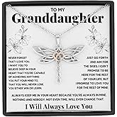 Granddaughter Necklace Gifts From Grandma Grandmother or Grandpa Grandfather To My Granddaughter Dragonfly Necklace Graduation Birthday Pendant Jewelry with Message Card and Gift Box