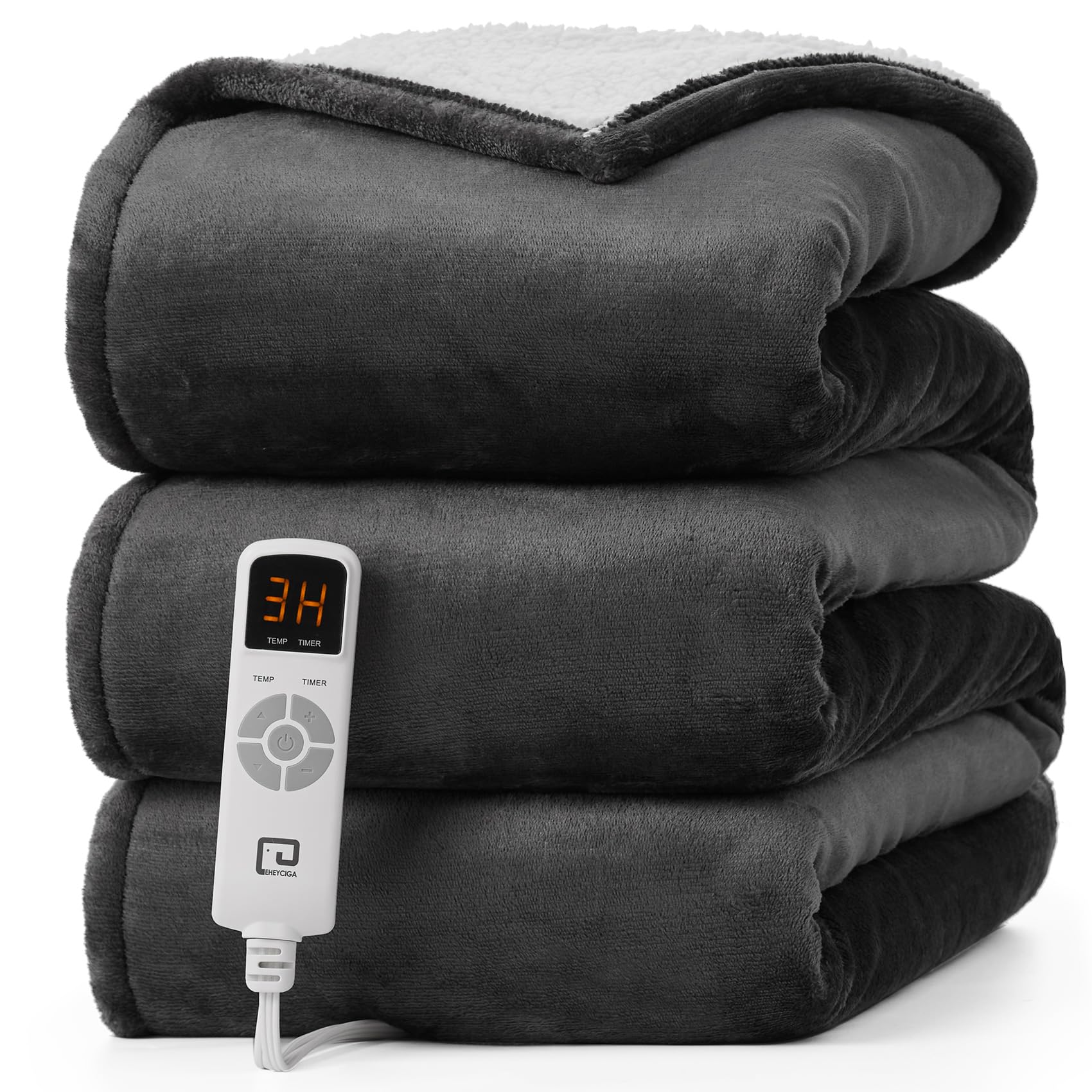 Photo 1 of EHEYCIGA Heated Blanket Electric Blanket Full Size - Heating Blanket with 9 Heating Levels & 10 Hours Auto Off, Soft Cozy Sherpa Washable Blanket with Fast Heating, 72 x 84 Inches