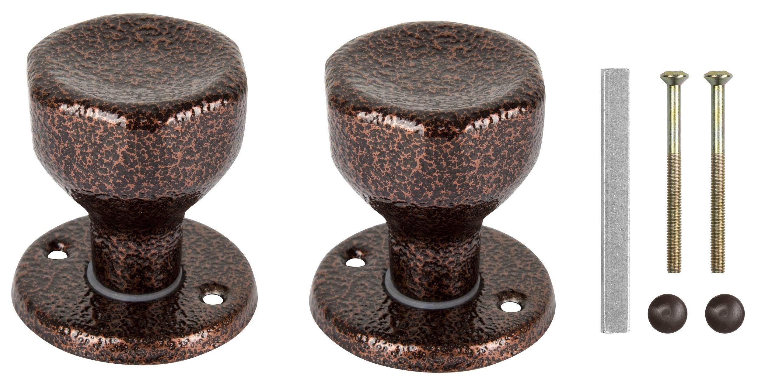 ADGO Handle Double-Sided Rotating Knob for The Door of The Gate, Gate, Balcony, Terrace, Powder Coated Steel, Two Knobs Left and Right Mounting Screws Included, Knob Diameter 45 mm, Copper, 1 Piece