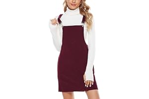 Hooever Women's Cute Corduroy Overall Bib Dress Pinafore Suspender Dress Skirt Jumper