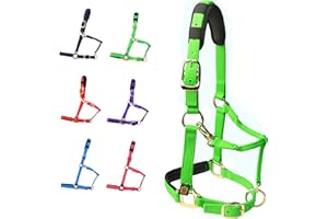T TEKE Adjustable Horse Halters by Heavy Duty Soft Nylon, Padded with Anti-rubbing Waffle Neoprene on Both Crown & Nose