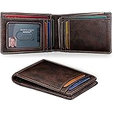 BULLIANT Men Wallet,Slim Leather Wallet Money Clip Magnetic Closure Simplifed Bill Folder 10Cards RFID Blocking 4.3"×3"