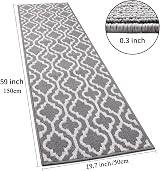 SHACOS Runner Rug Grey 50x150 cm Non Slip Washable Hallway Rug view 3