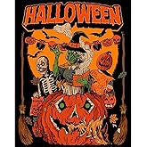 xackcme Halloween Paint by Numbers for Adults, Horror Paint by Number on Canvas Without Frame, DIY Pumpkin Oil Painting for Gift Home Wall Decor (16x20 inch)