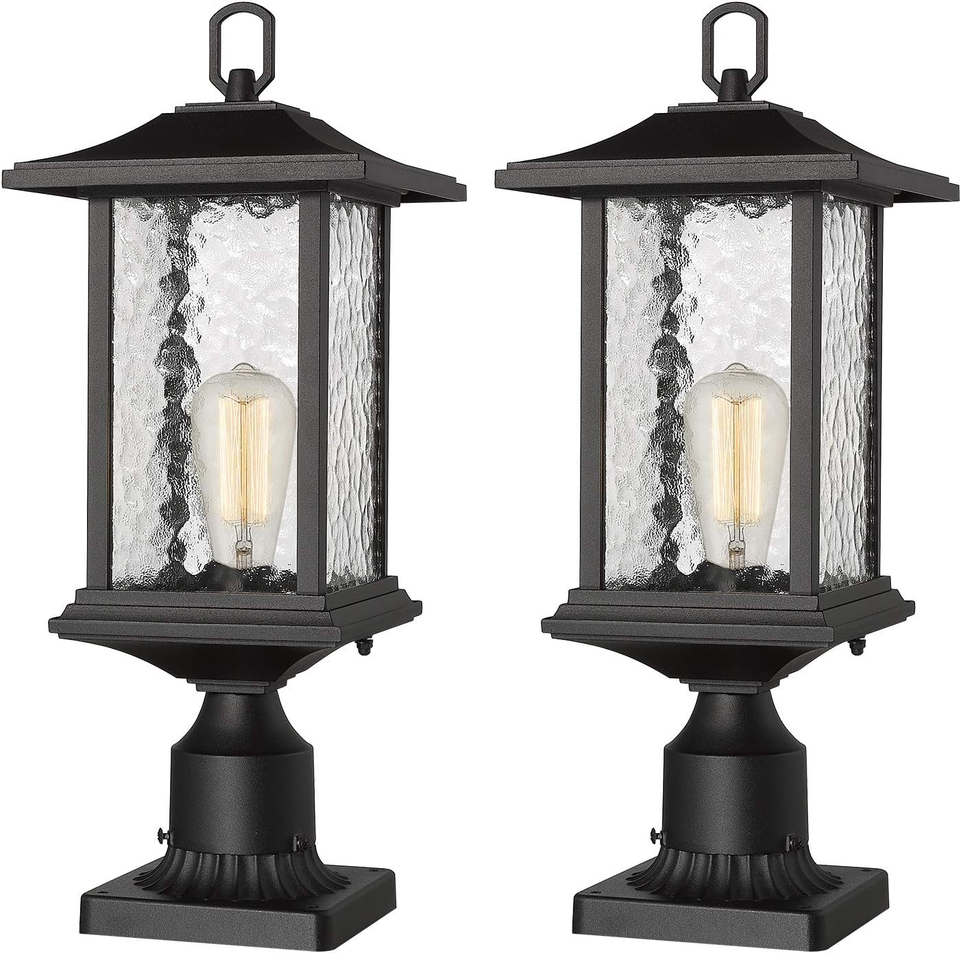 Beionxii Outdoor Post Lights | 2 Pack Exterior Pillar Lantern Pole Lamp with 3