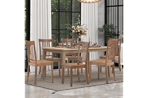 COLAMY Wooden Dining Room Chairs Set of 6, Spindle High Back Windsor Kitchen Side Chair, Farmhouse Dining Chairs for Kitchen, Dining Room, Light Brown