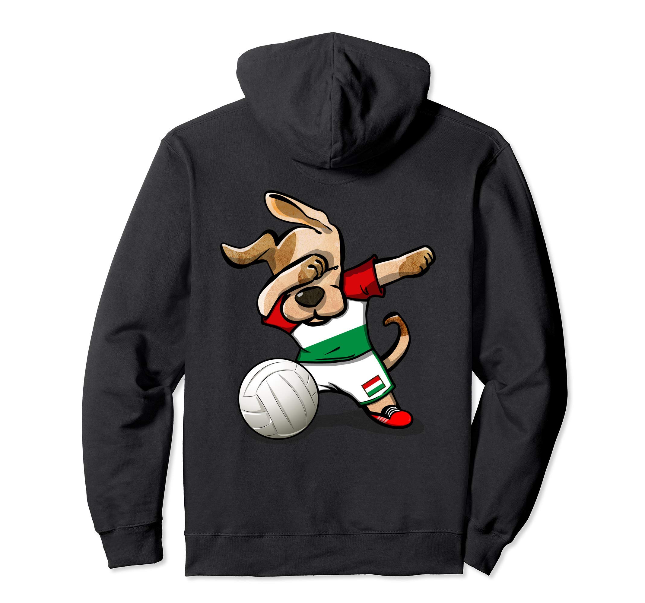 Dabbing Dog Proud Hungary Volleyball Fans Hungarian Flag Pullover Hoodie