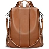 S-ZONE Leather Backpack Purses for Women Antitheft Rucksack Shoulder Bag Medium