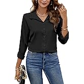 CBOO Women Elegant Satin Blouses Shirts, Soft Silk Shirts Top, Satin Button Down Shirts, Office Long Sleeve Blouse Shirt