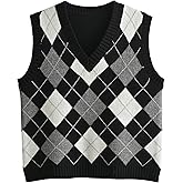 Hyipels Women's Sweater Vest,Y2K Sleeveless Pattern Preppy Style Knitted Crop Tank Top for Girl