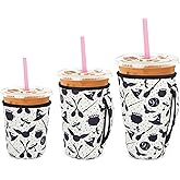 3 Pack Iced Coffee sleeve Insulated Neoprene Cup Sleeves with handle For Cold Drinks Beverages, Reusable Cup Holder for 16oz-32oz Coffee Cups (Wizard's Trip)