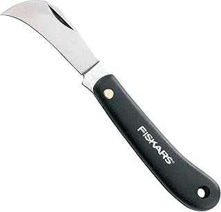 Fiskars Gartenhippe, Taschenmesser, Gesamtlänge: 17 cm, Rostfreier Stahl, Schwarz, K62, 1001623