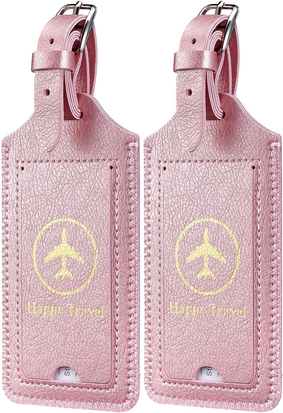 [2 Pack] Luggage Tags HOTCOOL Leather Luggage Tags Travel Bag Tags