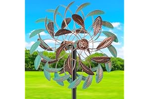GOUISALIN 360° Wind Spinners Outdoor, Wind Sculptures Windmill with Metal Stake, Kinetic Large Metal Yard Art Decor Spinners Pinwheels for Garden Outside Patio Lawn, 63.2 * 13.2"
