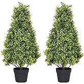 I.C.ELAINE 2.5ft Artificial Boxwood Topiary Trees, 30'' UV Resistant Faux Plants for Outdoor Planter, Front Porch Decor, Set of 2