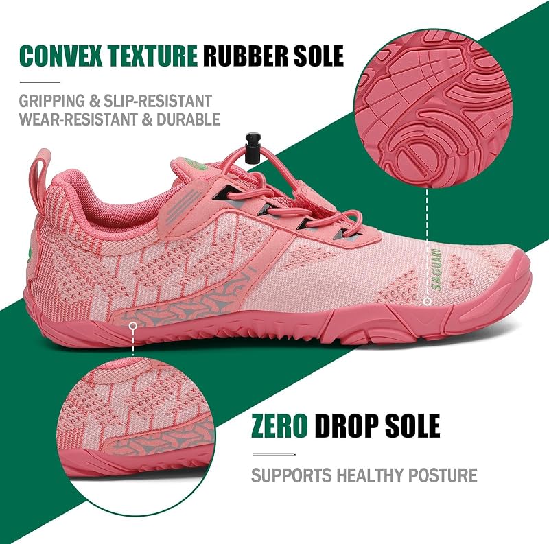 Barefoot Shoes Uomo Donna Scarpe Barefoot Minimaliste Scarpe a Piedi Nudi Antiscivolo Scarpe Trail Running Leggere Scarpe Dita Rosa Salmone,Gr.42