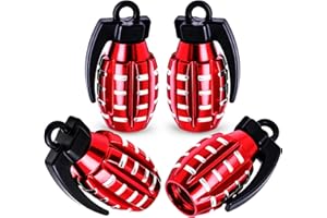 MEAJOO 4 PCS Tire Valve Stem Caps, Aluminium Alloy Tire Valve Stem Covers Universal for Cars, Trucks, SUV, Motorcycles, Bike and Bicycles (Red)