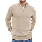 COOFANDY Men's Quarter Zip Up Pullover Slim Fit Lightweight Mock Neck Long Sleeve Sweaters