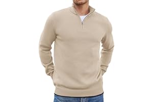 COOFANDY Men's Quarter Zip Up Pullover Slim Fit Lightweight Mock Neck Long Sleeve Sweaters