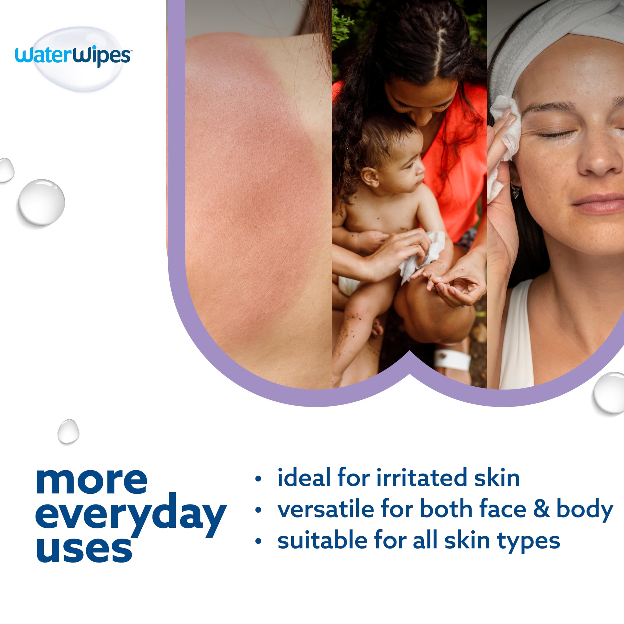 WaterWipes Sensitive+ Soothing Wipes, 3-In-1 Cleans, Cares, Soothes, 99% Water with Botanical Extract, Unscented & Hypoallergenic Baby Wipes, 360 Count (6 Packs)