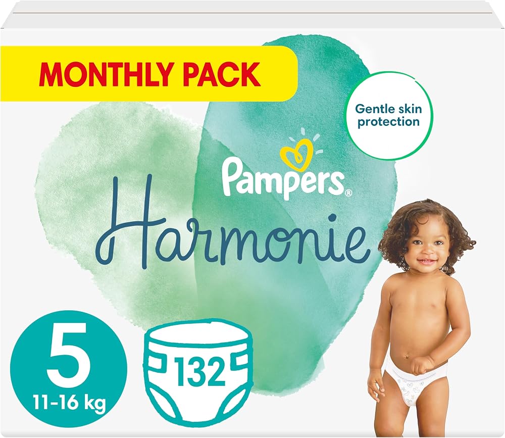 Pampers Harmonie Nappies Size 5 11-16 kg 132 Count Monthly Pack