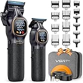 VGRPRO Professional Hair Clippers for Men, Professional Barber Clippers and Trimmer Set, Cordless Hair Clippers for Hair Cutting with Package Case, Powerful 9000 PRM Rechargable Electric (Black)