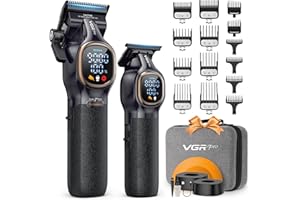 VGRPRO Professional Hair Clippers for Men, Professional Barber Clippers and Trimmer Set, Cordless Hair Clippers for Hair Cutting with Package Case, Powerful 9000 PRM Rechargable Electric (Black)