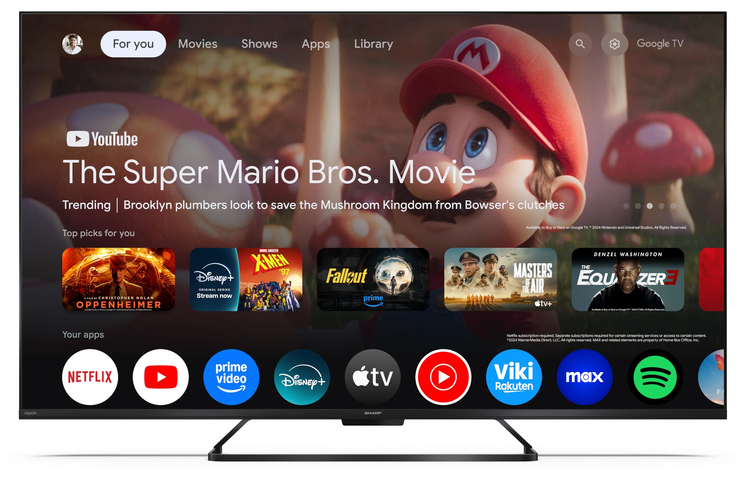 SHARP 55HR7365E – Google TV, 55" UHD, Rahmenlos, 144 Hz, QLED, HDR10, Dolby Vision HDR, Google Assistant mit Mikrofon, Chromecast, Bluetooth, Dolby Atmos 2x12 W, HDMI 2.1 x4, USBx2, Farbe Schwarz 5