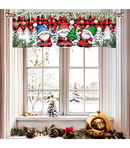 Kitchen Curtain Tiers & Valance Set Plaid Light Filtering Cafe Curtains